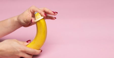 Banana with a condom on