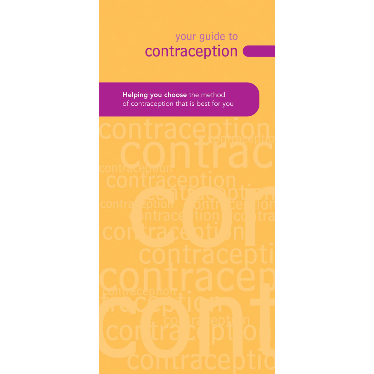 Your Guide To Contraception Contraceptive Methods Booklets Pack Of 50 Fpa