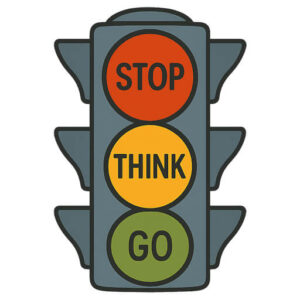 Traffic light: Stop, Think, Go!