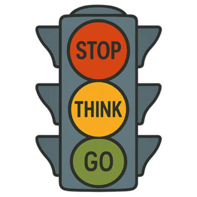 Traffic light: Stop, Think, Go!
