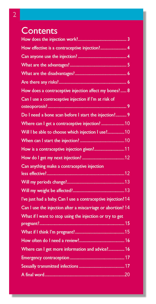 Contraceptive injections guide