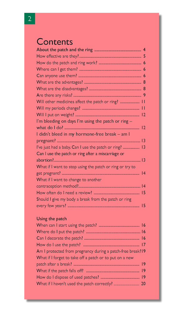 Contraceptive Patch and Vaginal Ring Guide - page 2