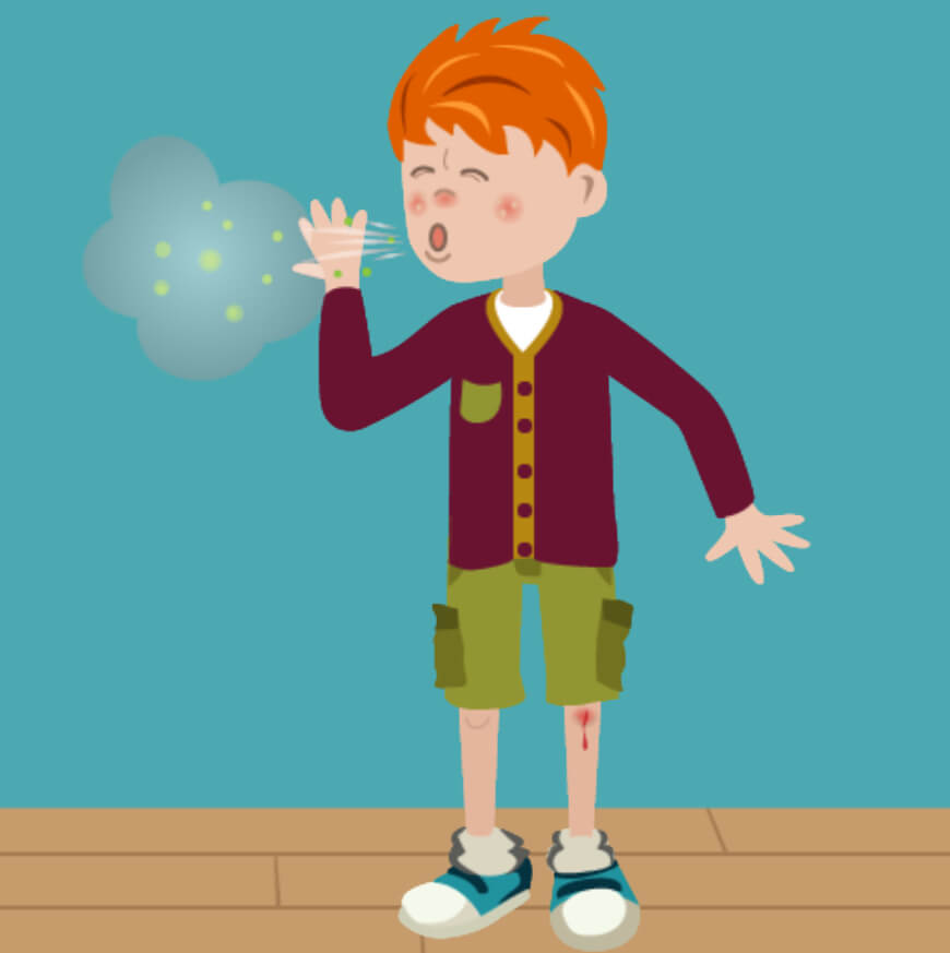 Tom, age 8, sneezing