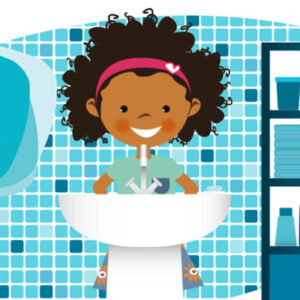 Yasmine, age 6, in bathroom