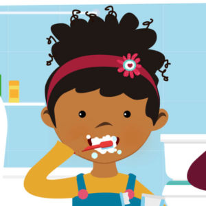 Yasmine, age 8, brushing teeth
