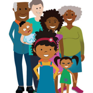 Yasmine, age 8, with family