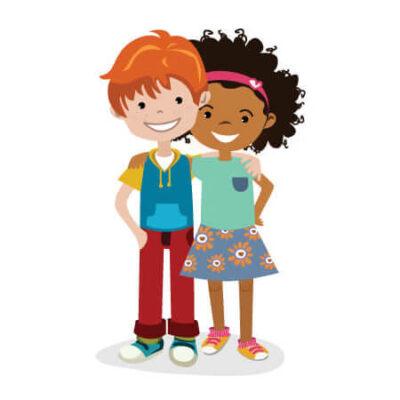 Yasmine and Tom, age 6, friends